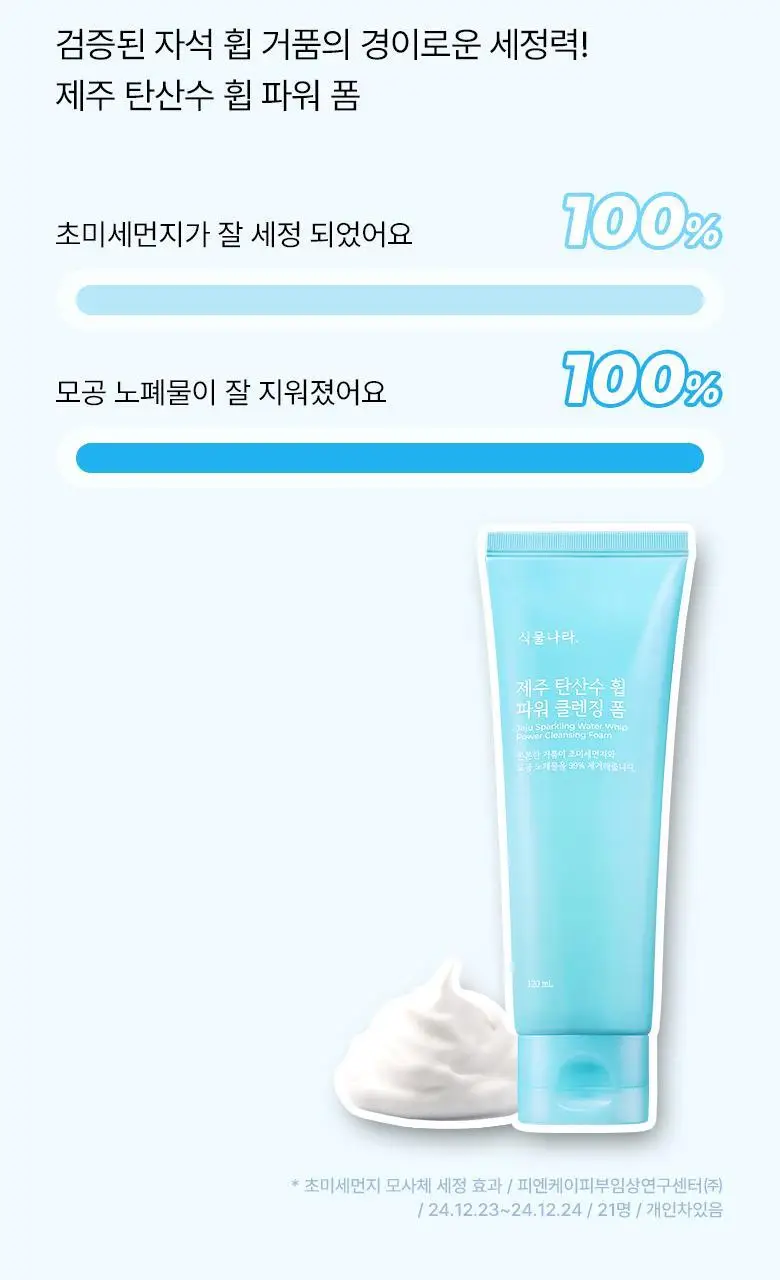 [미세먼지 세정] 식물나라 제주 탄산수 휩 파워 클렌징 폼 120ml 단품/1+1 상세페이지 5